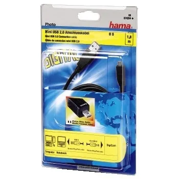 Hama USB-A – Mini-USB B8 - kabel, 1,8 m, Svart