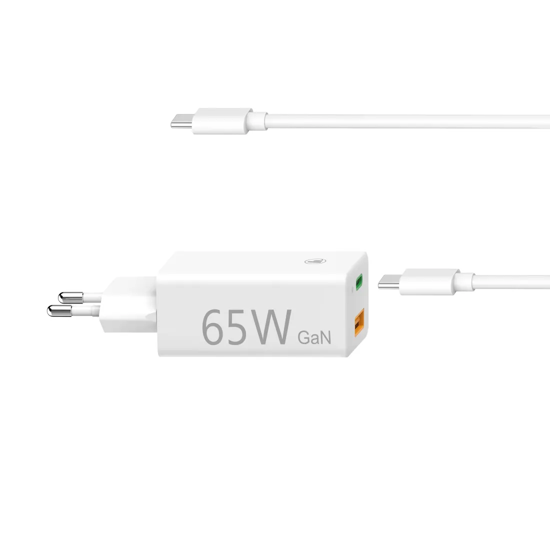 Hama PD 65W GaN 1xUSB-C 1xUSB-A -laturi kaapelilla, Valkoinen, 2m