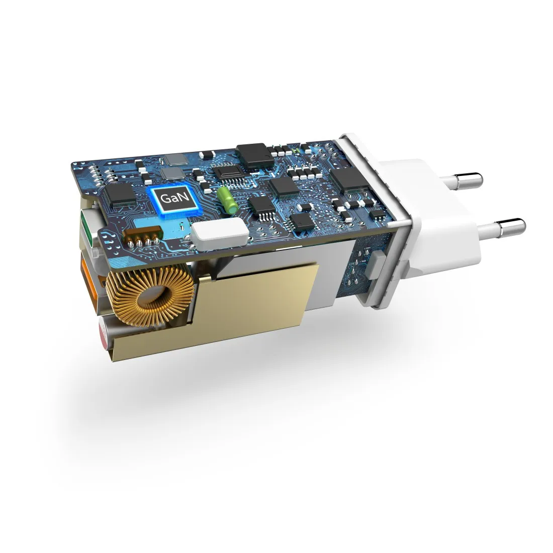 Hama PD 65W GaN 1xUSB-C 1xUSB-A -laturi kaapelilla, Valkoinen, 2m