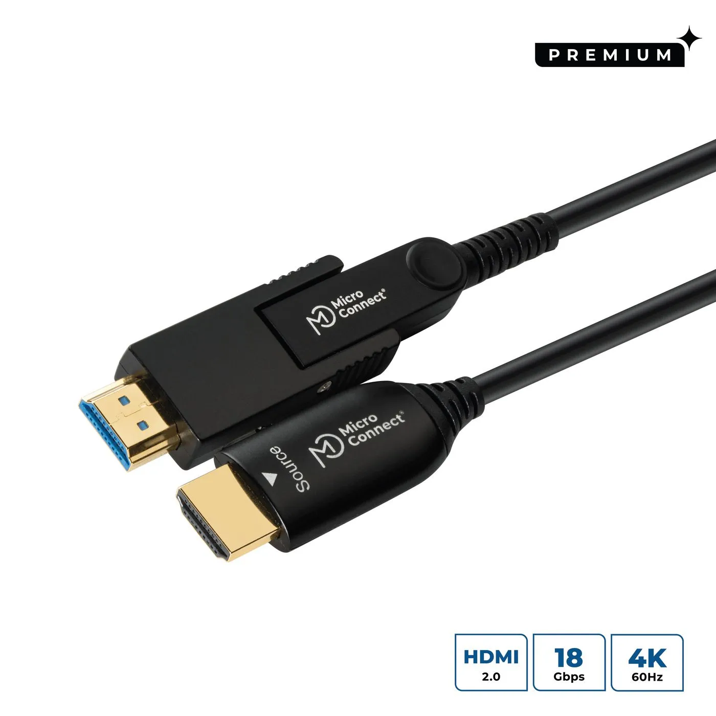 MicroConnect Optic HDMI 2.0 Active Optical cable, 4K, 20 m, Black