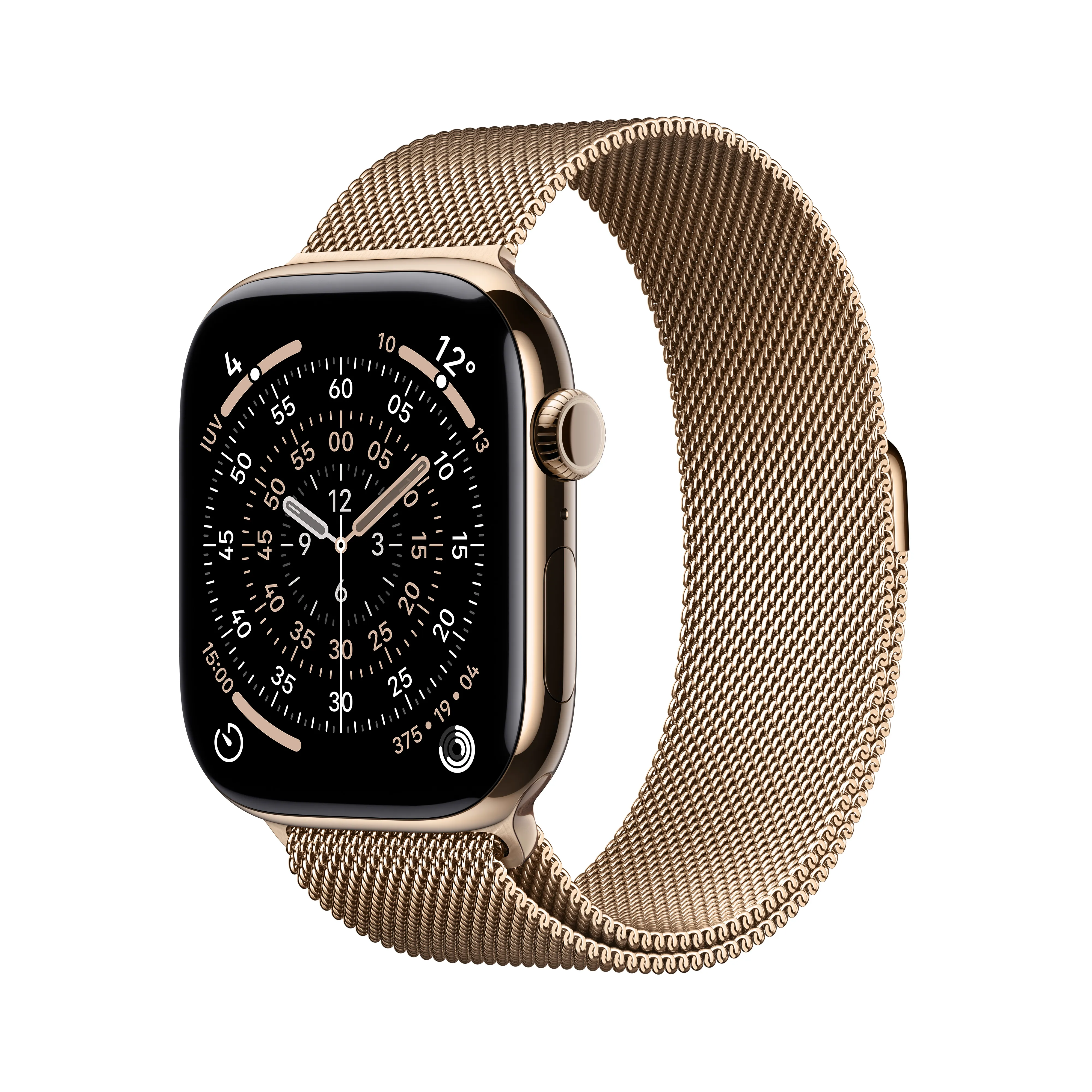 Apple Watch Series 11 (GPS + Cellular) 46 mm kulta titaanikuori ja milanolaisranneke, S/M