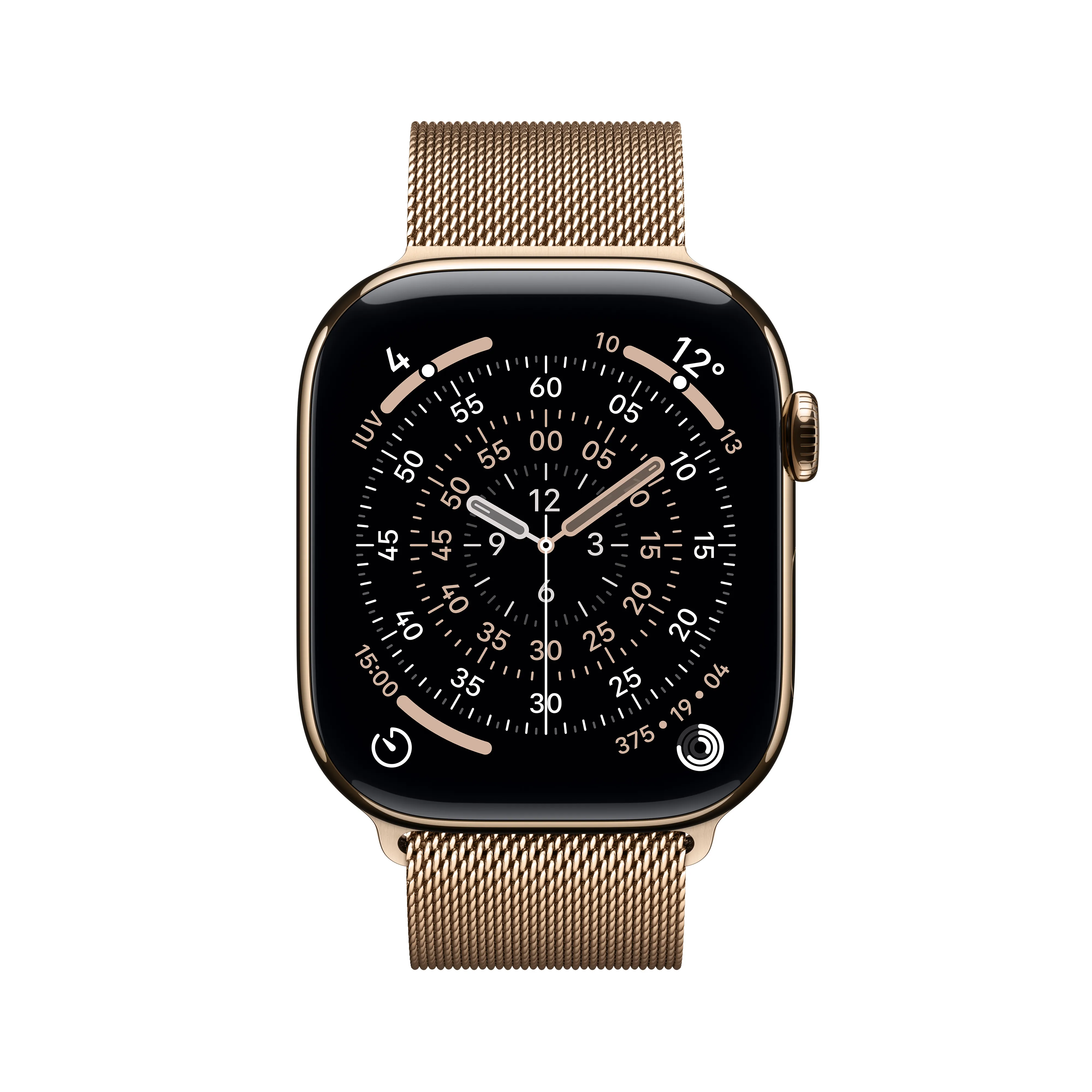 Apple Watch Series 11 (GPS + Cellular) 46 mm kulta titaanikuori ja milanolaisranneke, S/M