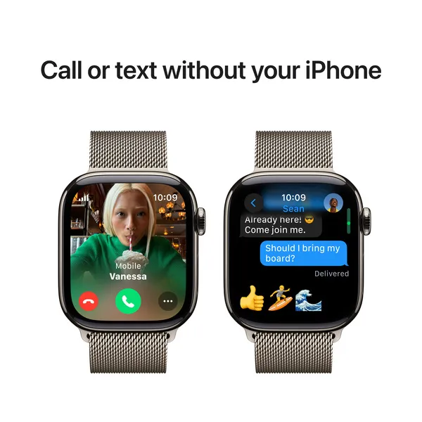 APPLE Watch Series 10 GPS + Cellular 42mm Natural Titanium Case with Natural Milanese Loop