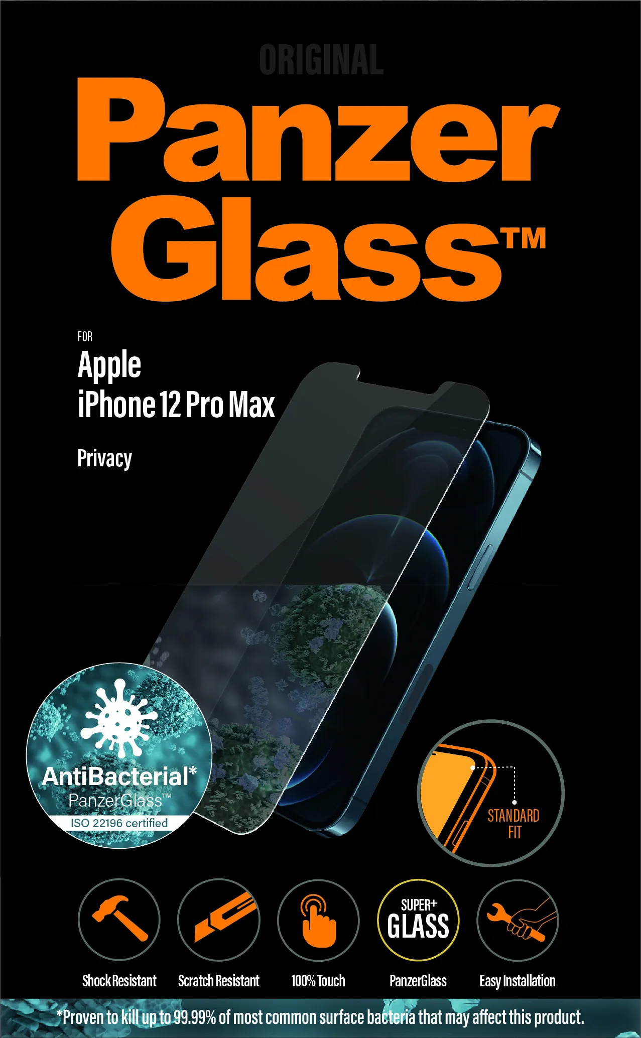 PanzerGlass Case Friendly, Privacy, iPhone 12 Pro Max - Screen Glass