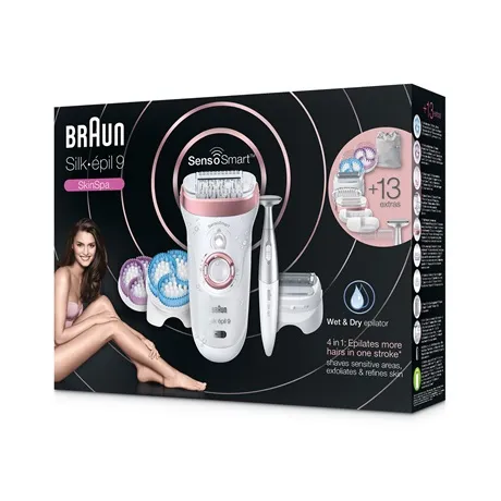 Braun Silk-épil 9-980 SensoSmart -epilaattori, valkoinen/ruusukulta, sis. Silk -épil bikini trimmeri Braun Silk-épil 9-980 SensoSmart -epilaattori, valkoinen/ruusukulta, sis. Silk -épil bikini trimmeri