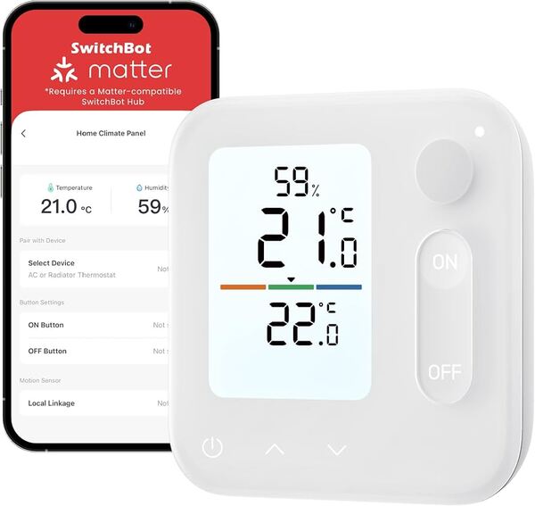 SwitchBot Home Climate Panel W7400000 - Smart thermostat panel, White