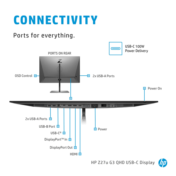 HP 27&quot; Z27u G3, QHD, USB-C, IPS - monitor
