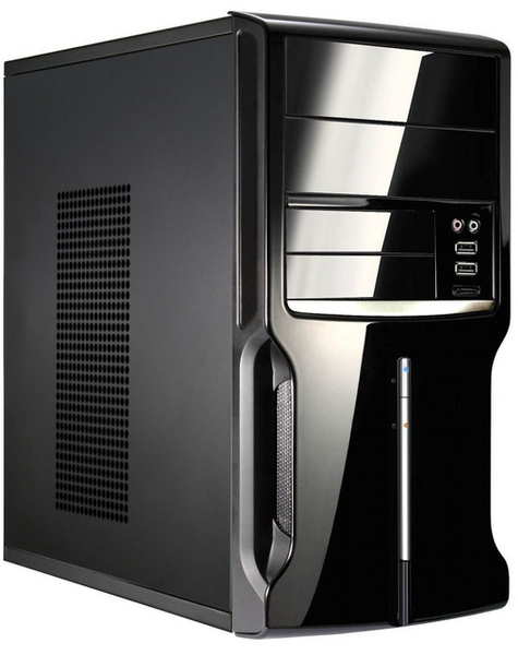 Compucase minitower, utan n&auml;tdel, 2x5,25&quot;, 2x3,5&quot;, ljud+USB, svart