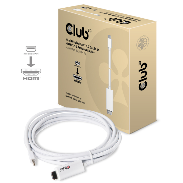 CLUB3D MINI DISPLAYPORT&gt;HDMI2.0 4K60Hz 3M