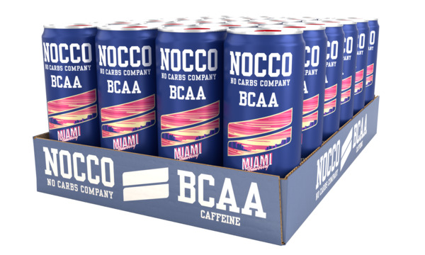 NOCCO Miami Strawberry &ndash; BCAA energiajuoma 330 ml 24-pack