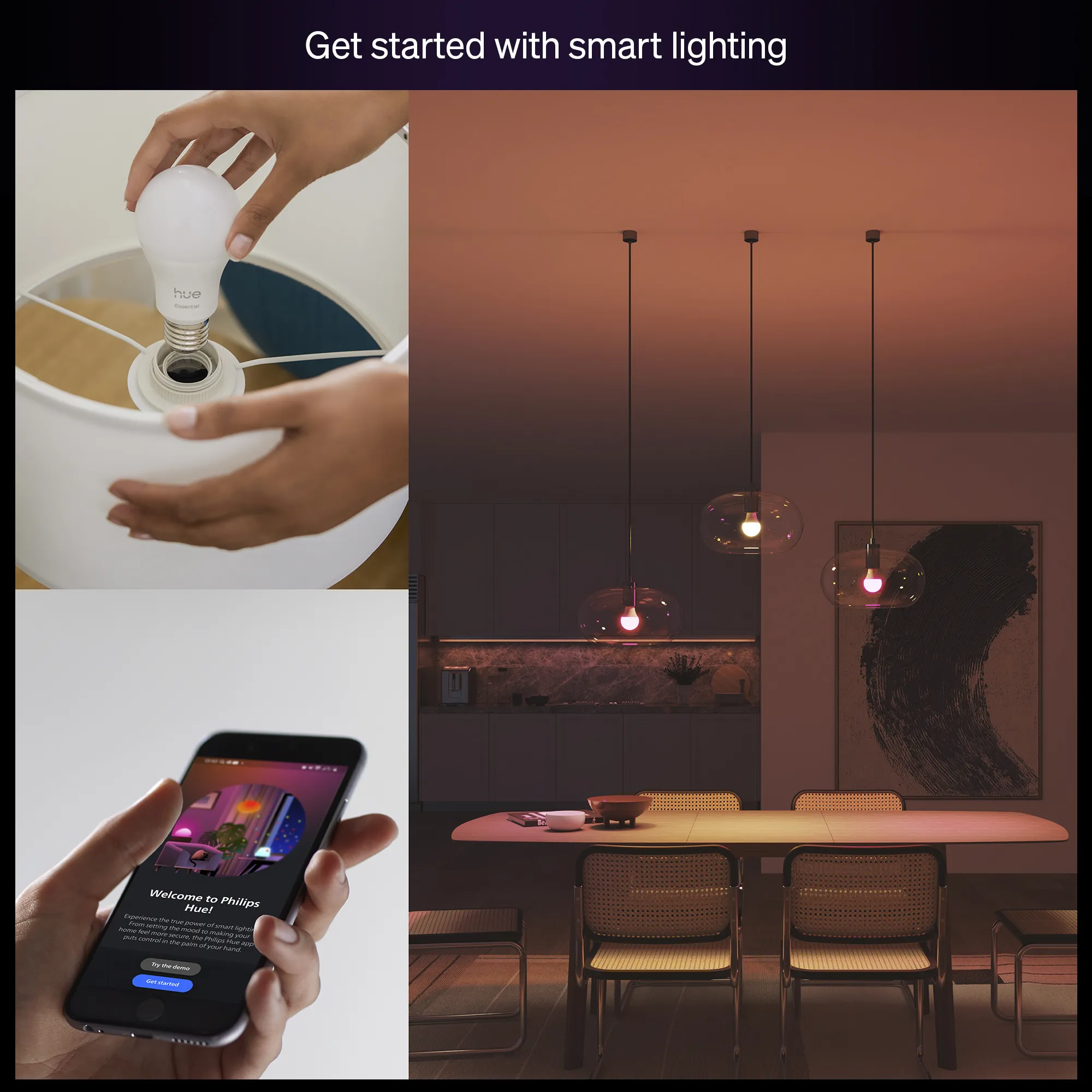 Philips Hue White and Color Ambiance Essential Starter Kit 2xE27 806 lm + Hue Bridge - Smart lighting starter kit, White