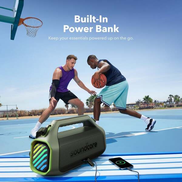 Anker Soundcore Boom 2 Plus 2.0 tr&aring;dl&ouml;s, Bluetooth b&auml;rbar h&ouml;gtalare, gr&ouml;n
