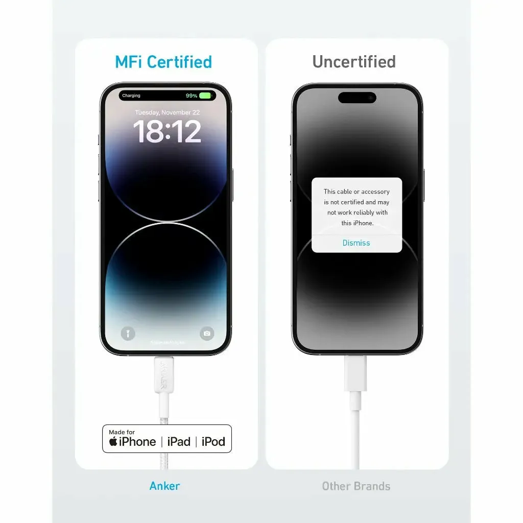 Anker 322 USB-C - Lightning - cable, Black, 0.9m