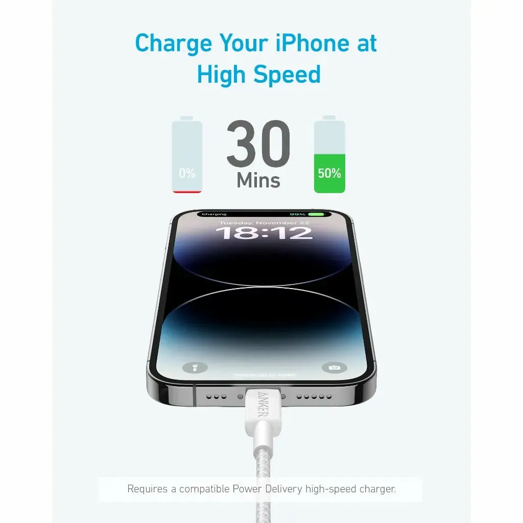 Anker 322 USB-C - Lightning - cable, Black, 0.9m