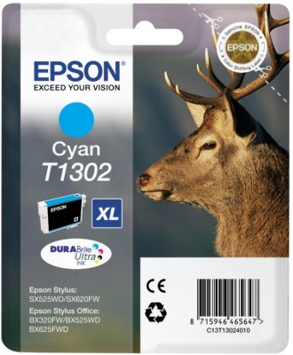 Epson T1302 - Kasetti tulostimelle - 1 x sinivihre&auml; - kuplapakkaus malleihin Stylus Office BX630, BX635, BX935, WorkForce WF-3010, 3520, 3530, 3540, 7015, 7515,