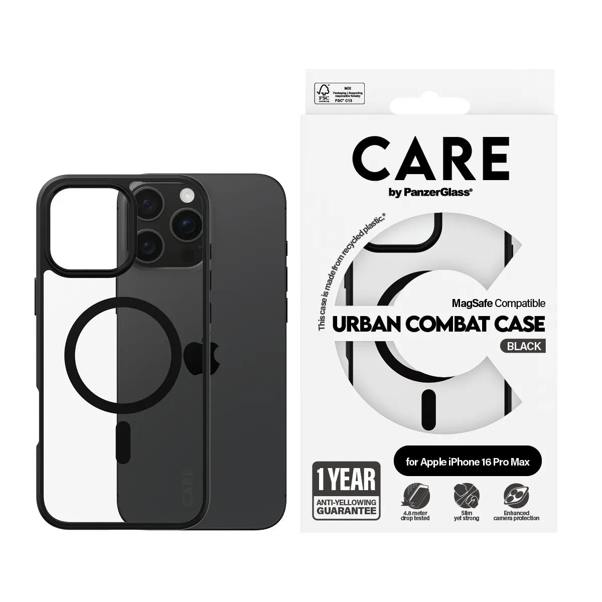 Care by PanzerGlass iPhone 16 Pro Max Urban Combat skal, Svart