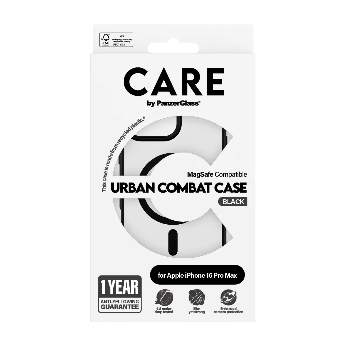 Care by PanzerGlass iPhone 16 Pro Max Urban Combat skal, Svart