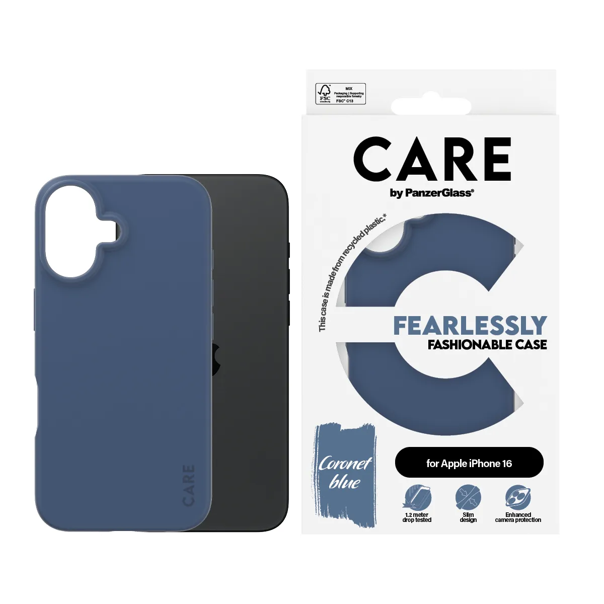 Care by PanzerGlass iPhone 16 Fashionable Case, Blue