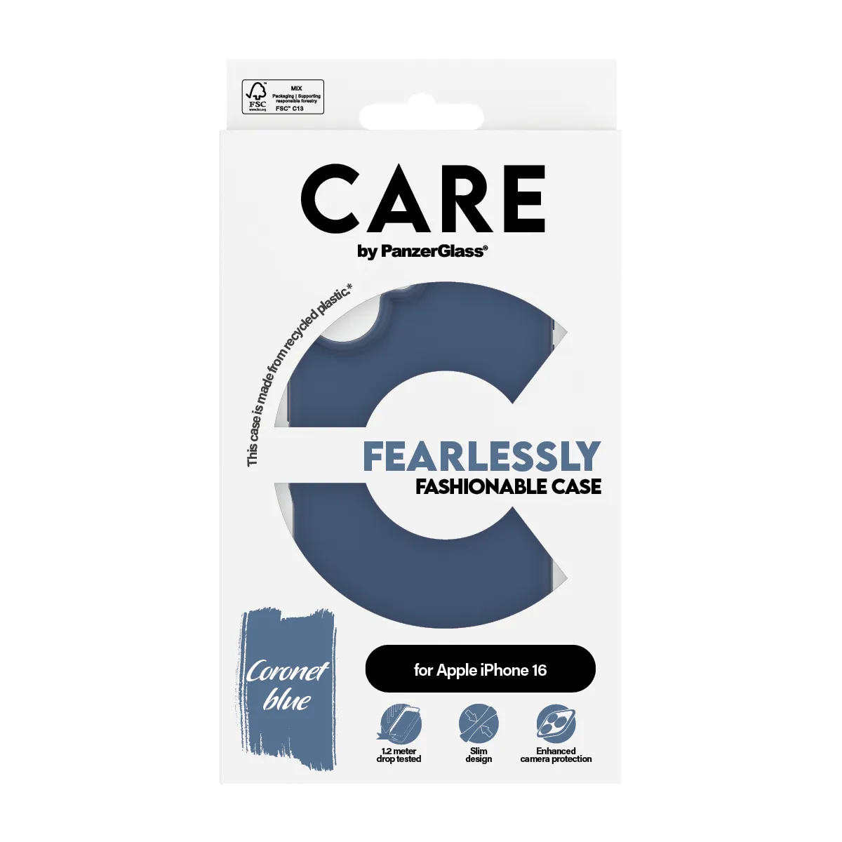 Care by PanzerGlass iPhone 16 Fashionable Case, Blue