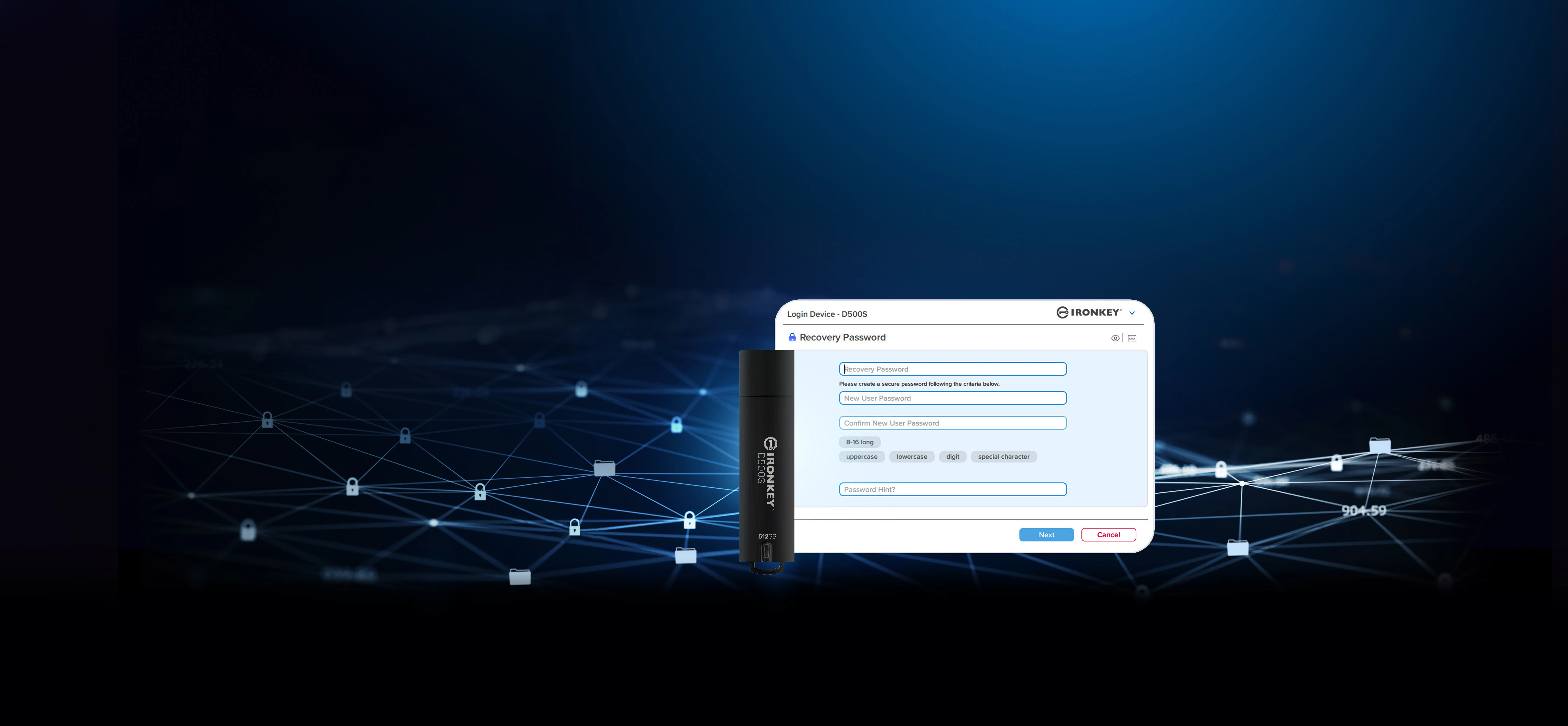 Kingston IronKey D500S USB 3.2 Gen 1 512 GB USB-minne, svart