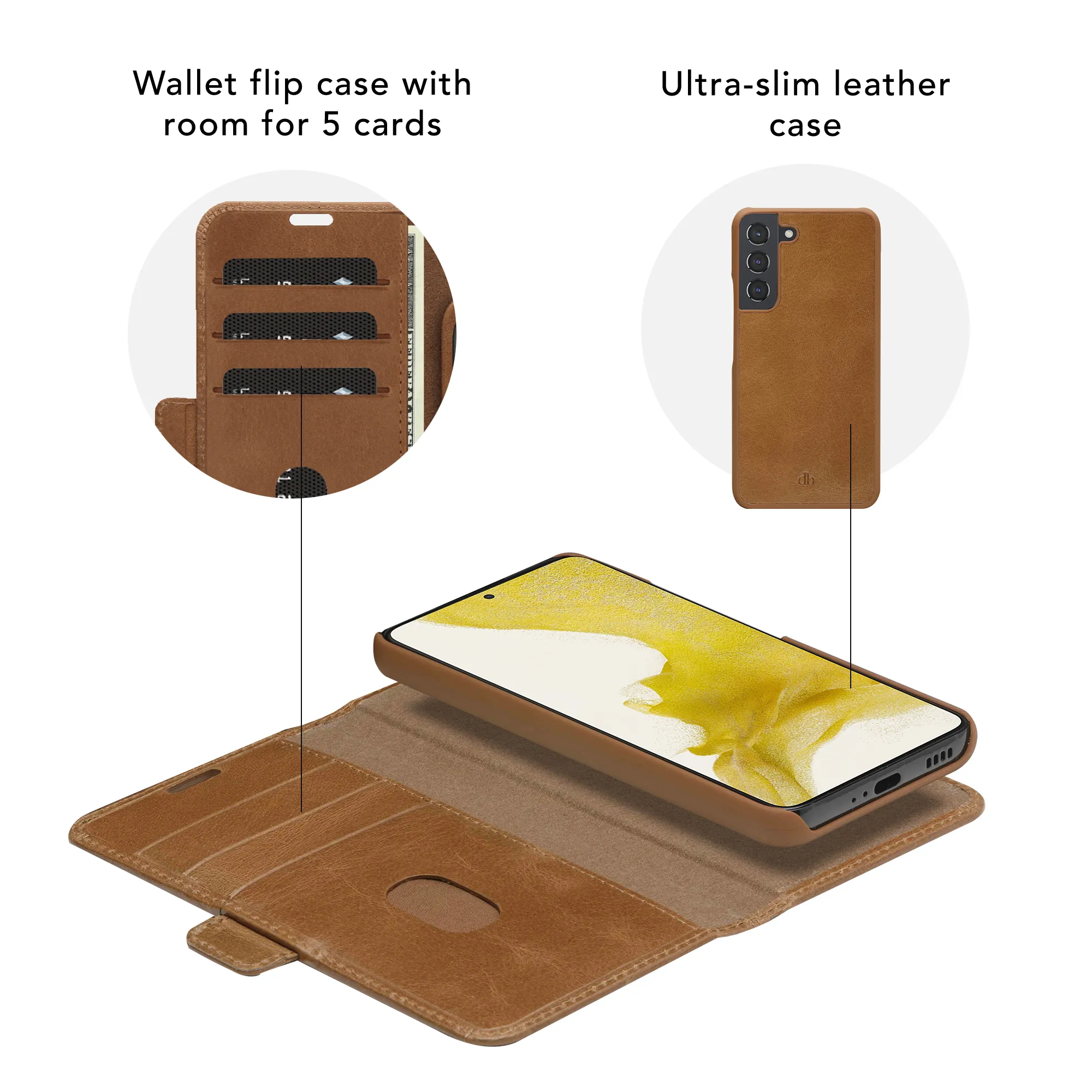 Dbramante1928 Lynge, Galaxy S22 -lompakkokotelo, Ruskea