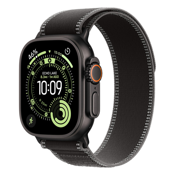 Apple Watch Ultra 3 49mm Black Titanium Case with Black/Charcoal Trail Loop (S/M)