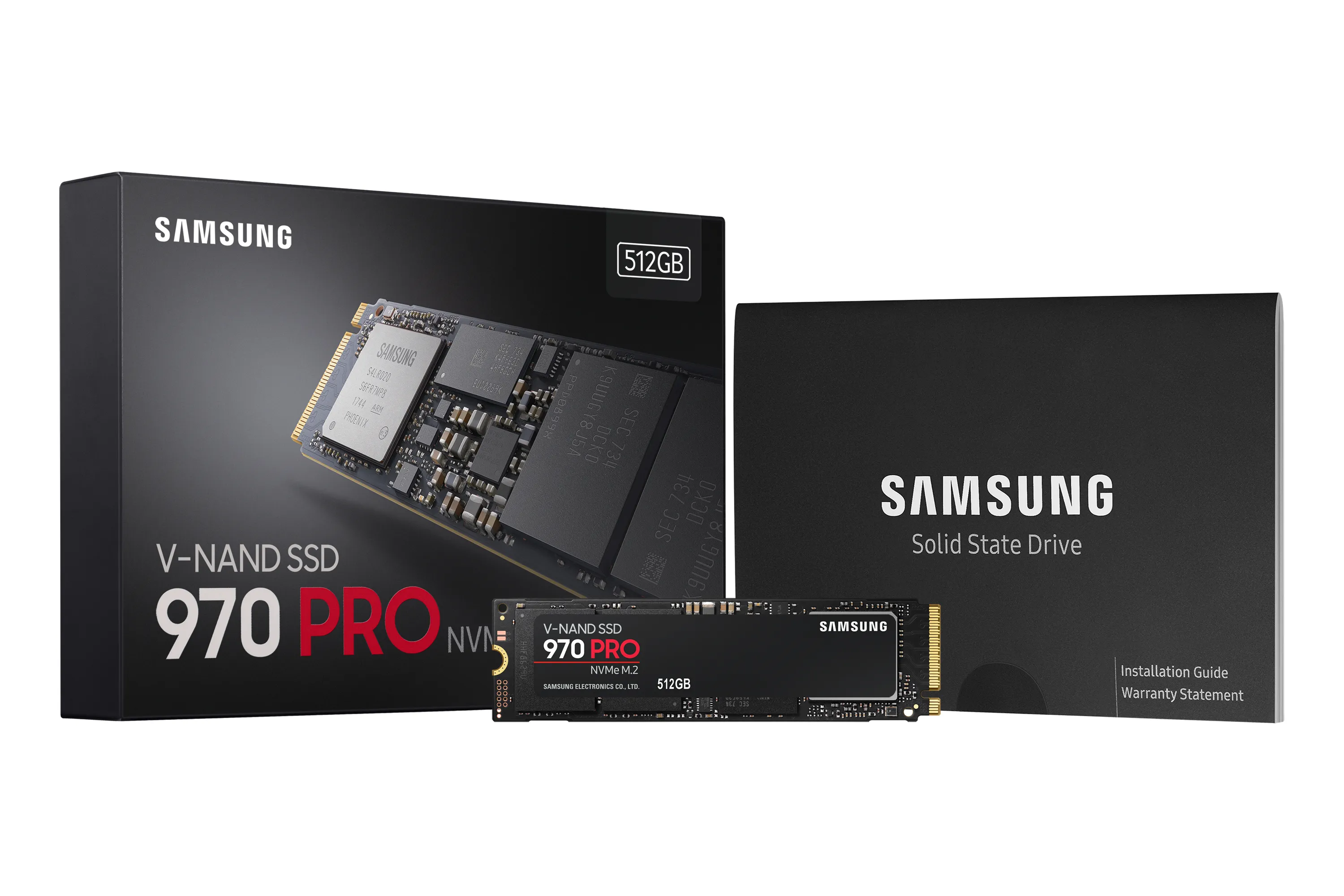 Samsung 970 PRO 512 Gt M.2 PCIe 3.0 x4 NVMe -SSD-levy, musta