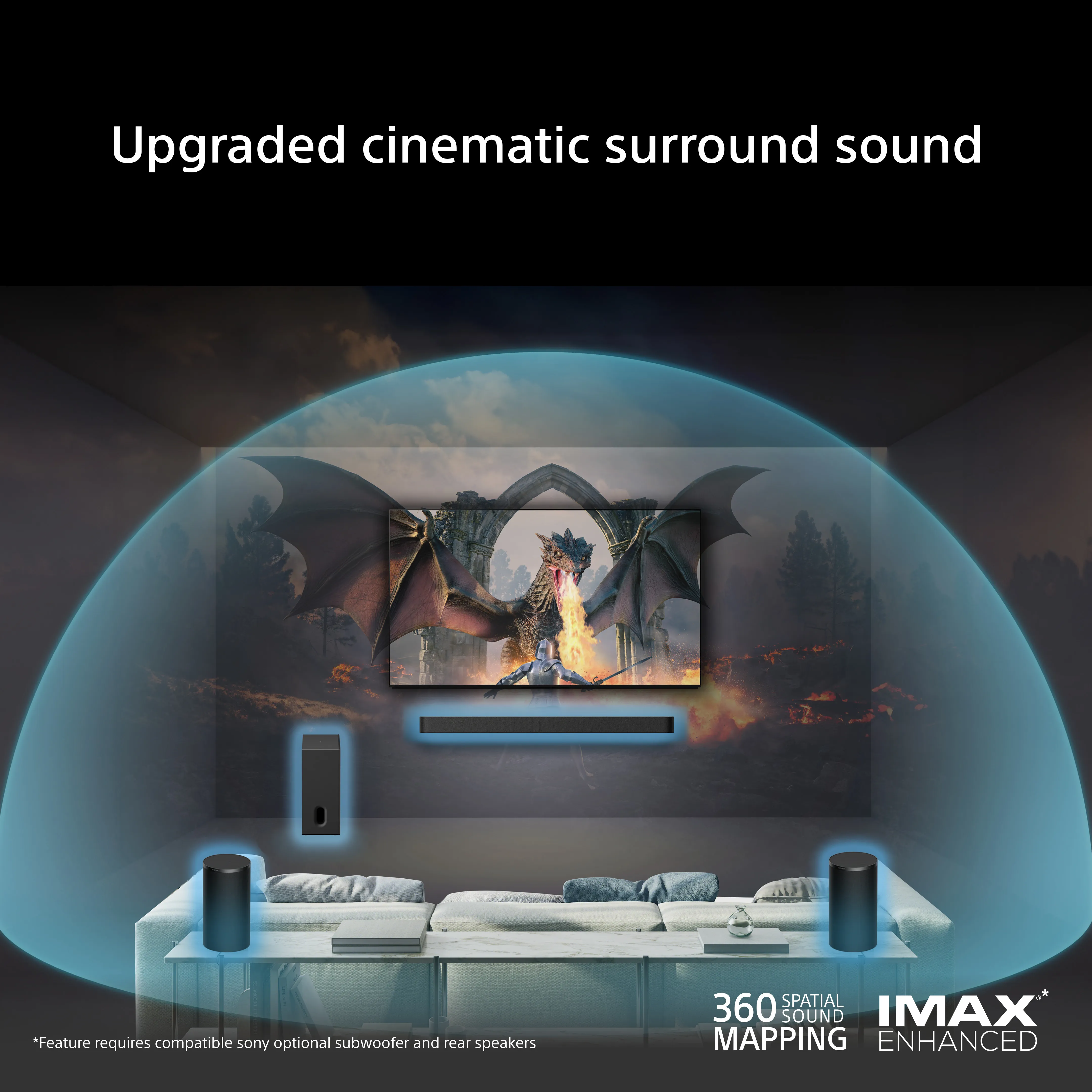 Sony BRAVIA Theatre Rear 9, 6.0 Soundbar system, Black