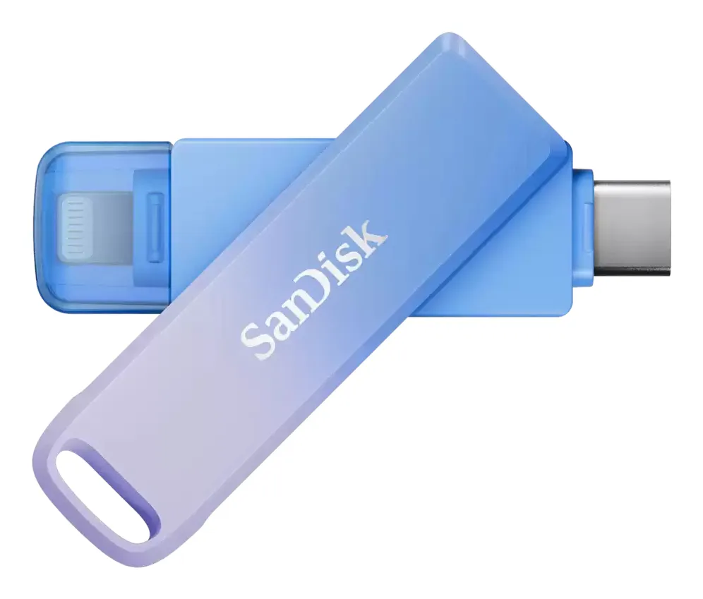 SanDisk Creator Phone Drive USB 3.2 Gen 1 USB-C / Lightning 256 Gt -muistitikku, sininen ja lila