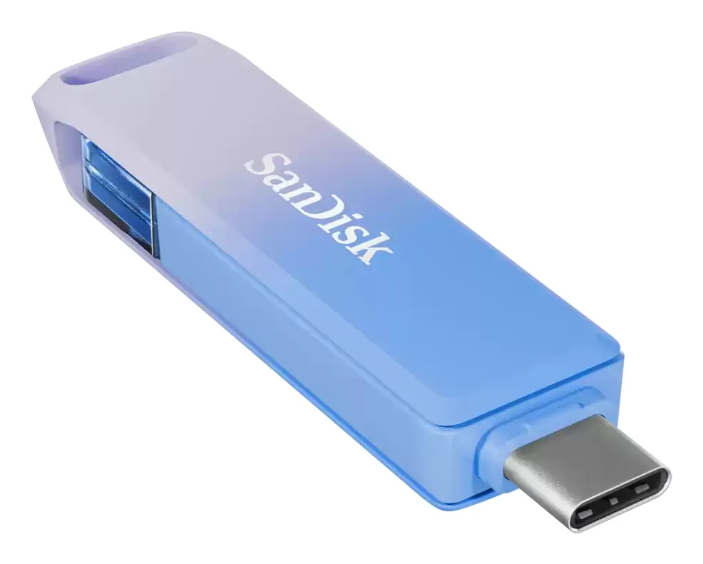 SanDisk Creator Phone Drive USB 3.2 Gen 1 USB-C / Lightning 256 Gt -muistitikku, sininen ja lila