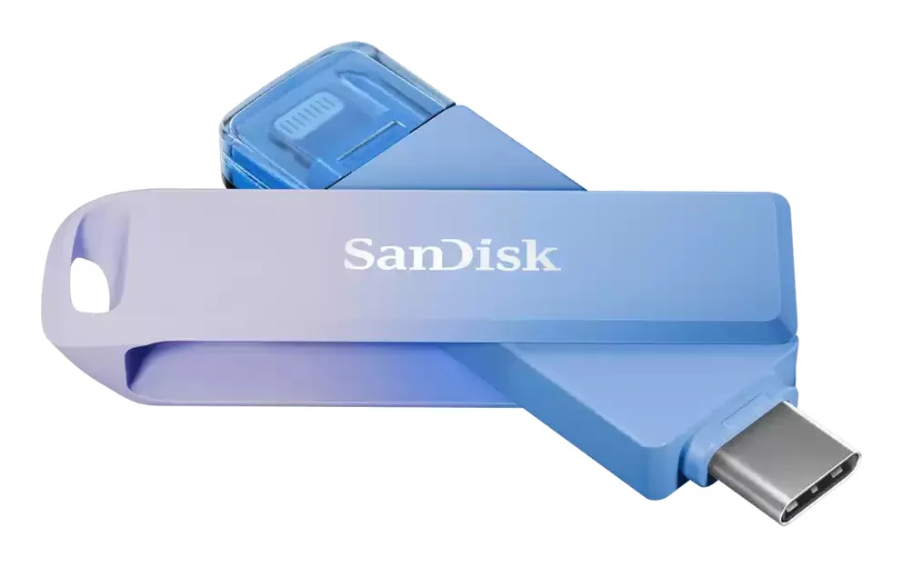 SanDisk Creator Phone Drive USB 3.2 Gen 1 USB-C / Lightning 256 Gt -muistitikku, sininen ja lila