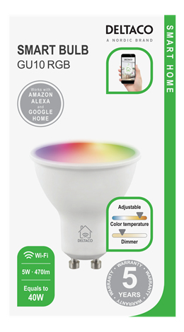 Deltaco Smart Home RGB - smart bulb, GU10, 5 W, 470 lm