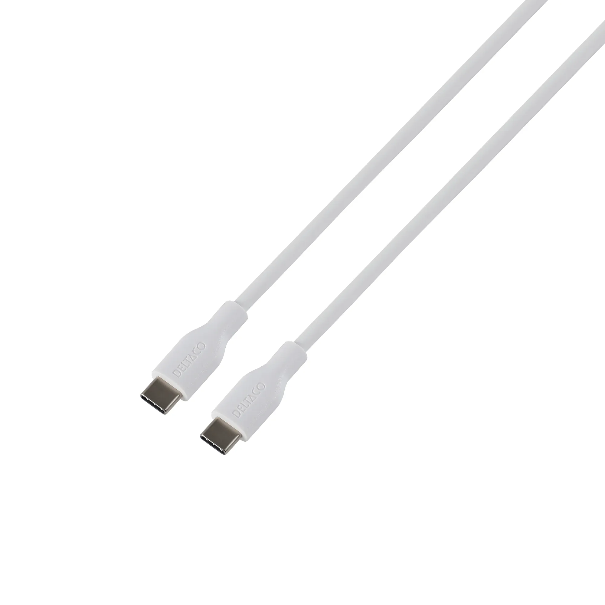 Deltaco USB-C - USB-C 2.0 SPR Silicone - cable, White, 1.5m