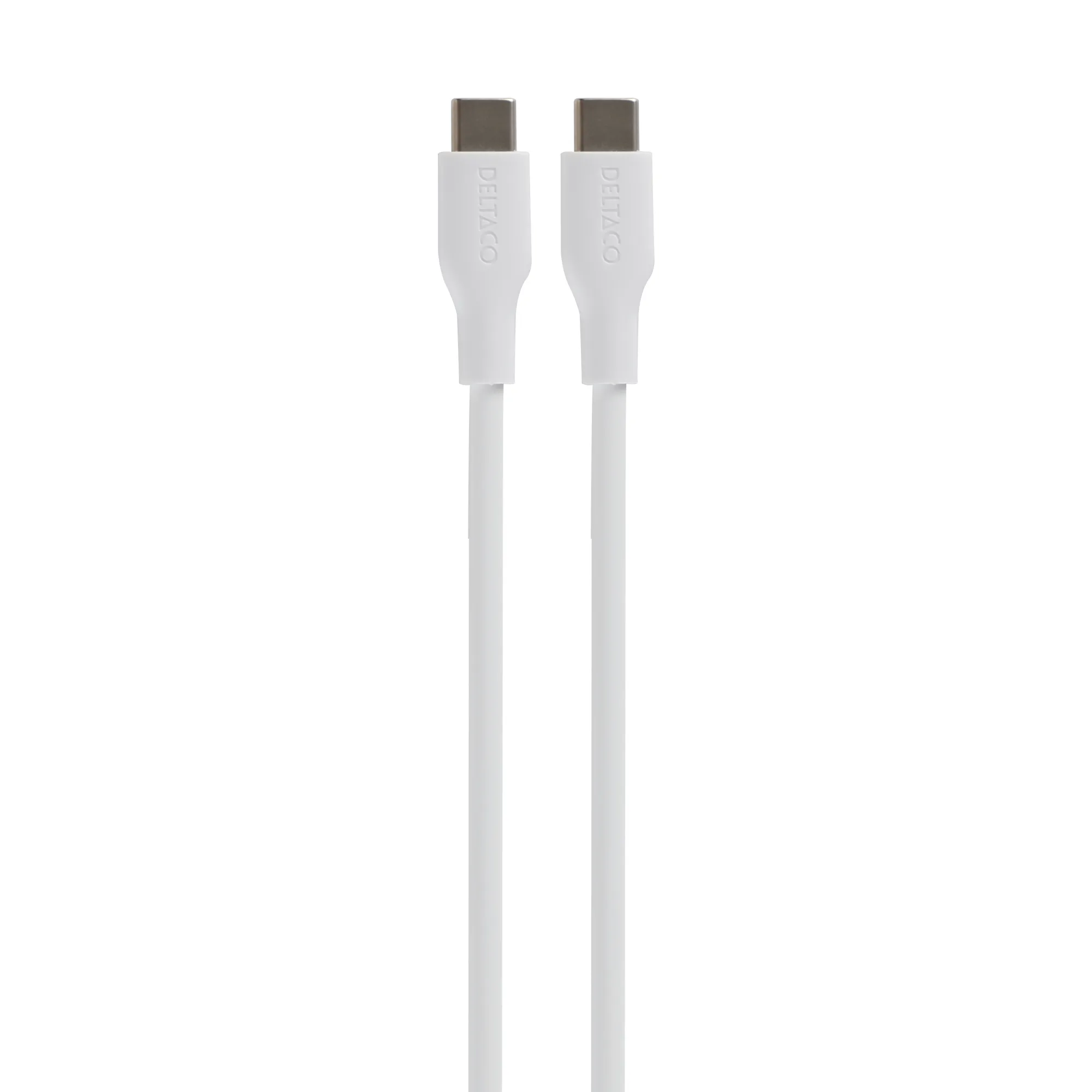 Deltaco USB-C - USB-C 2.0 SPR Silicone - cable, White, 1.5m