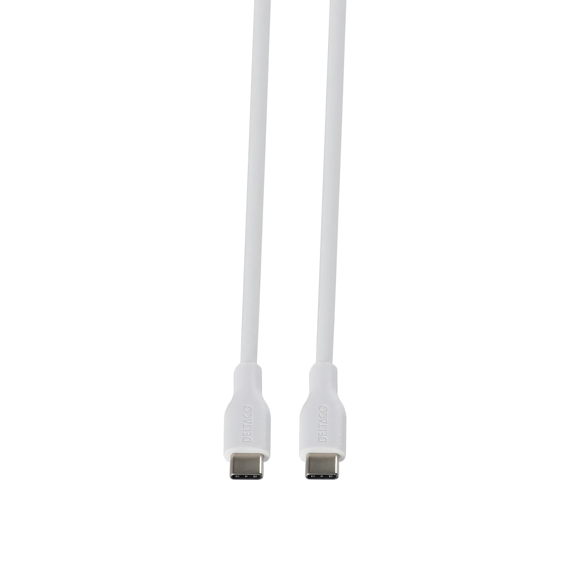 Deltaco USB-C - USB-C 2.0 SPR Silicone - cable, White, 1.5m