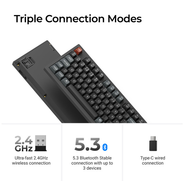 Keychron V5 Ultra 8K 96% Wireless Mechanical Gaming Keyboard, Keychron Silk POM Brown, Black