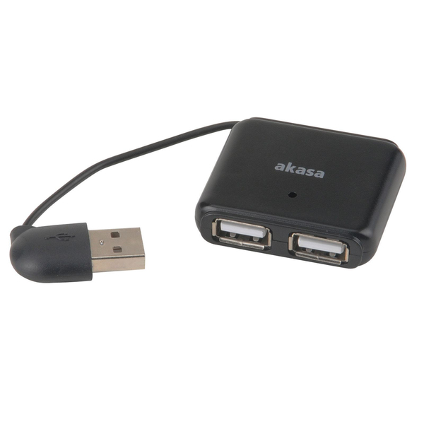 AKASA 4-ports hubb, USB 2.0, svart