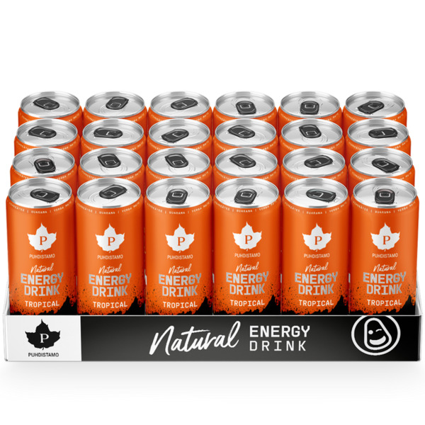 Puhdistamo Natural Energy Drink Tropical Strong - 330 ml 24-pack