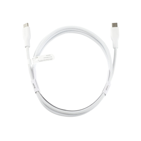 Deltaco USB-C - USB-C -latausjohto, 60W, 2 m, valkoinen
