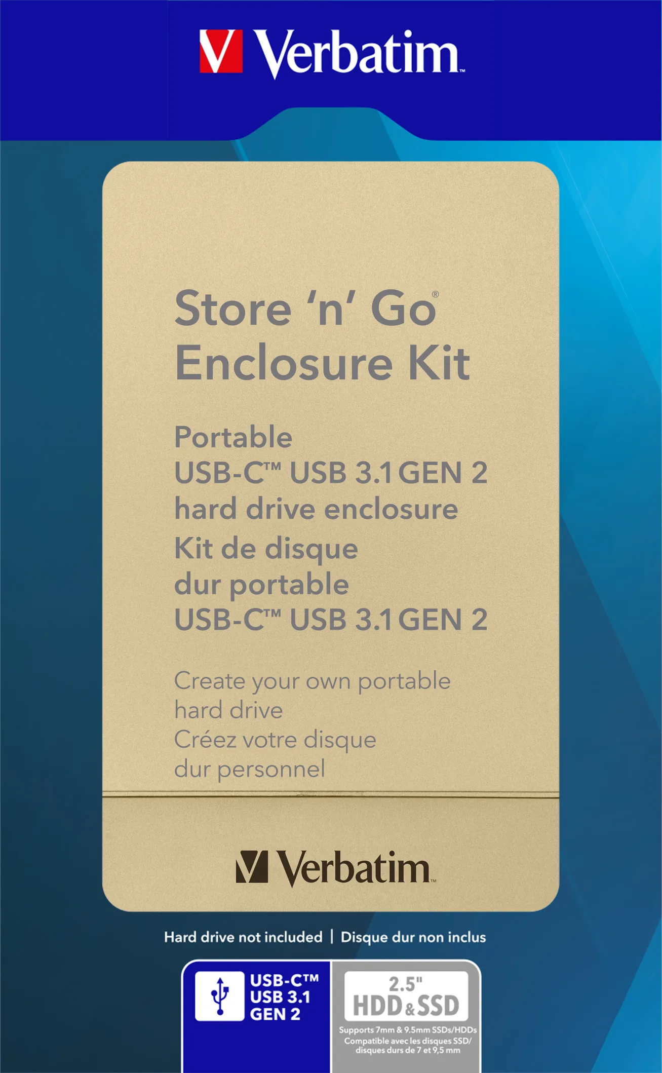 Verbatim 6.35cm (2.5") Store n Go Enclosure Kit USB-C / USB 3.1 GEN 2
