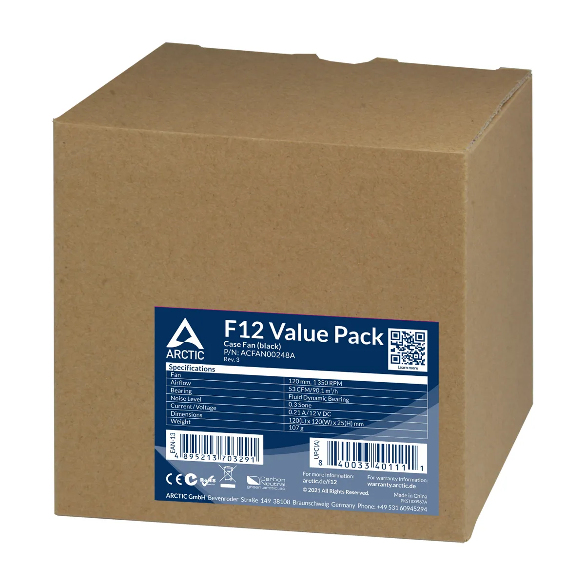 Arctic Cooling F12, 120mm, -tuuletin, musta, 5 kpl