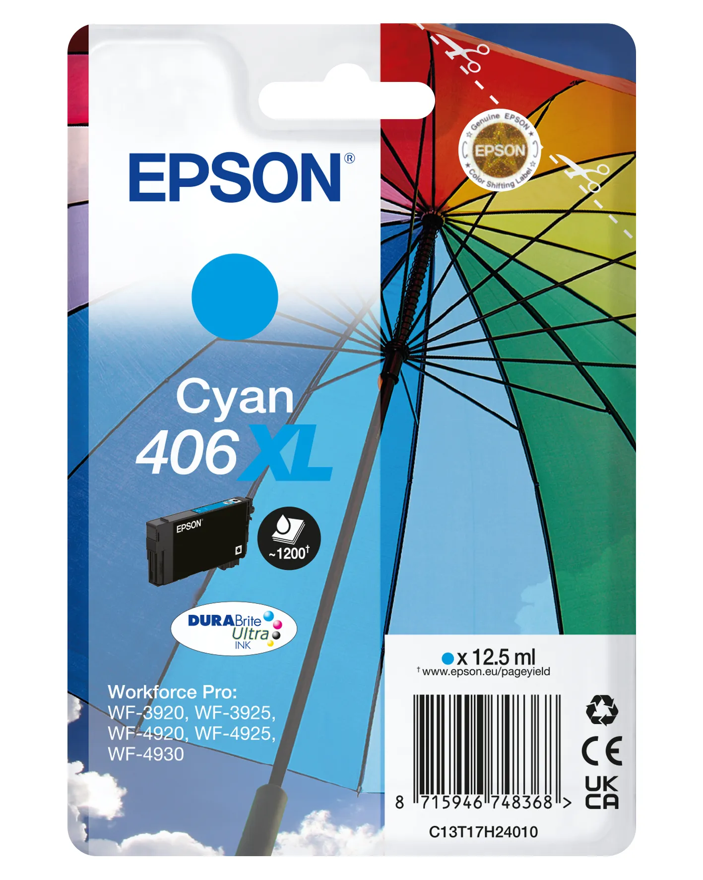 Epson 406XL bl&auml;ckpatron, 12.5 ml, cyan