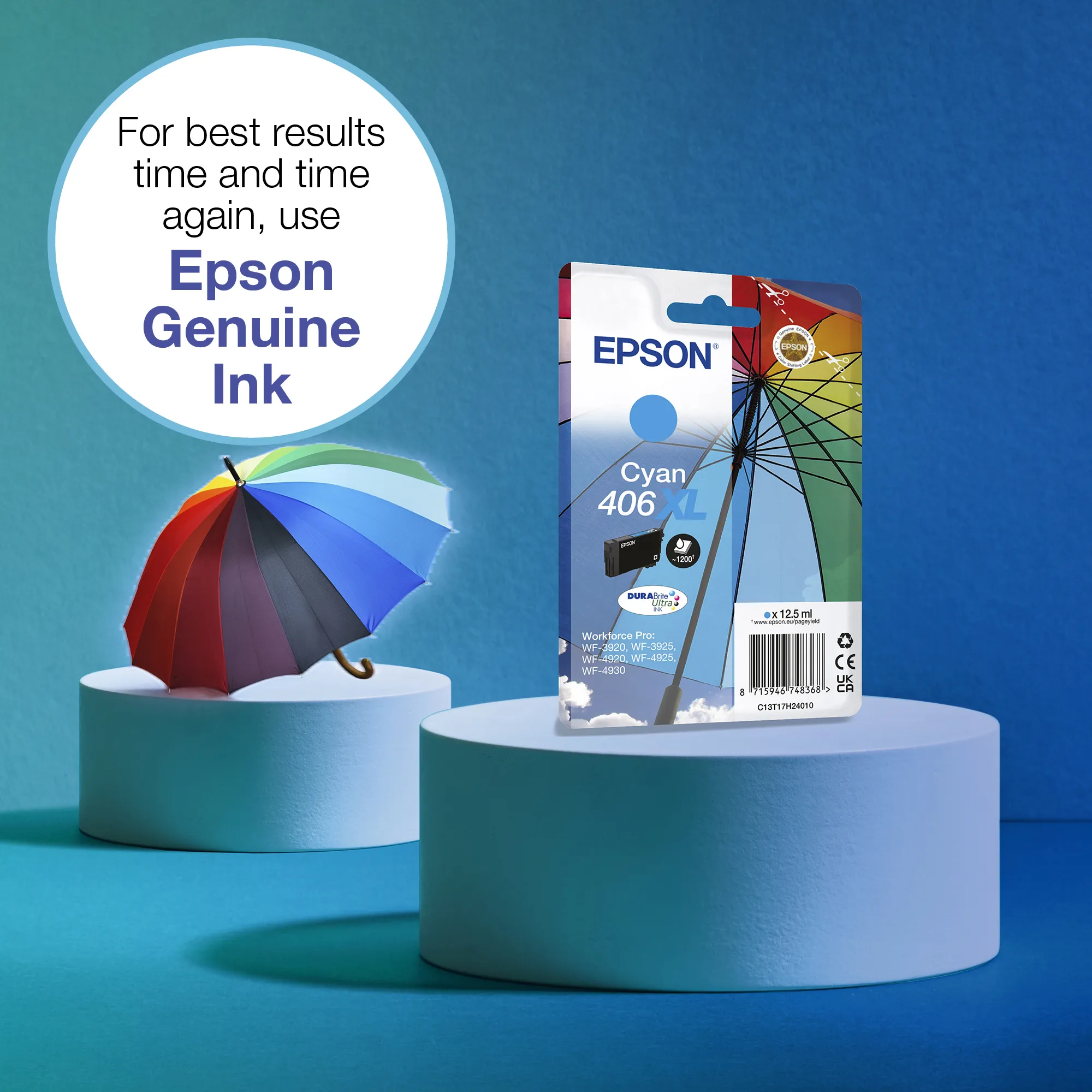 Epson 406XL bl&auml;ckpatron, 12.5 ml, cyan