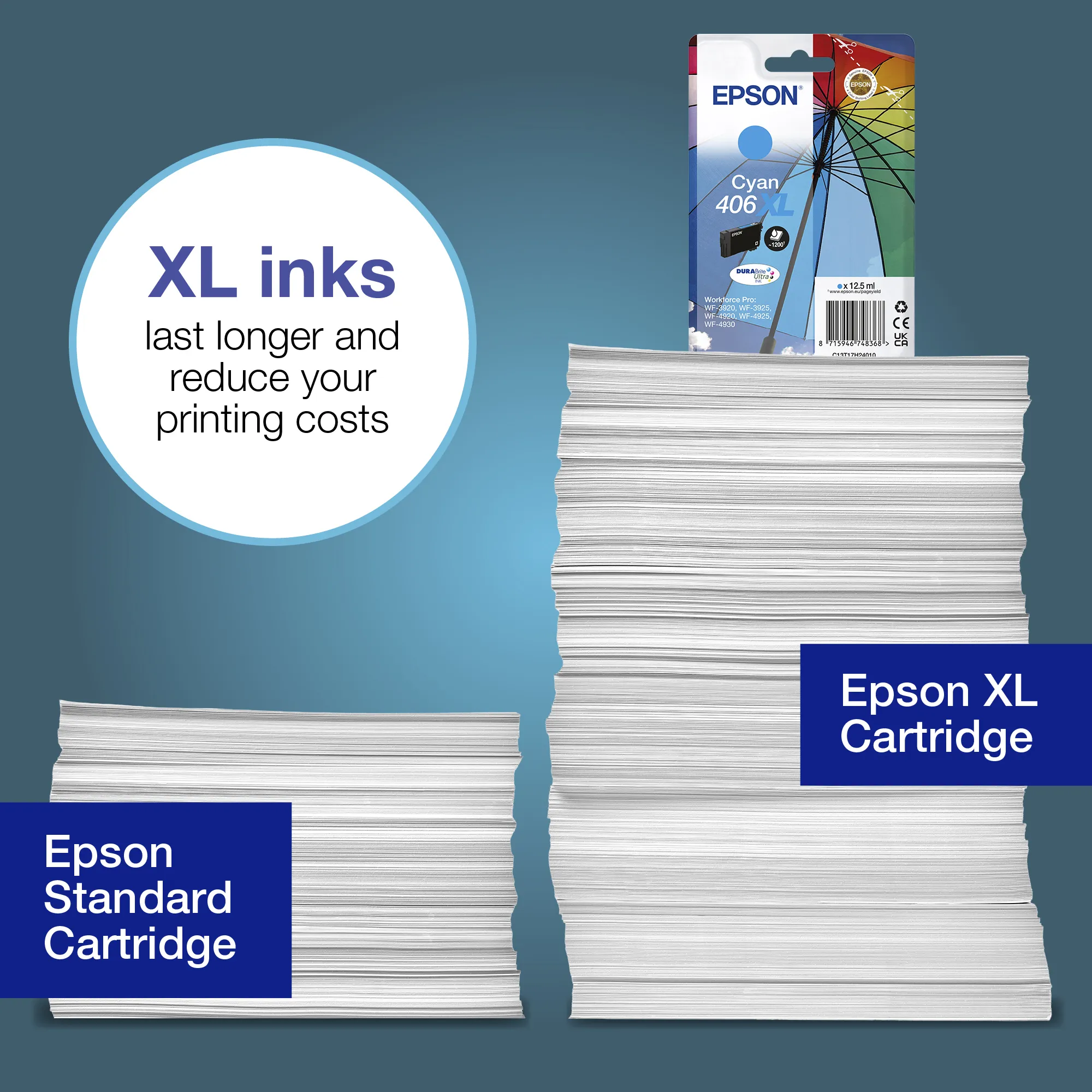 Epson 406XL bl&auml;ckpatron, 12.5 ml, cyan