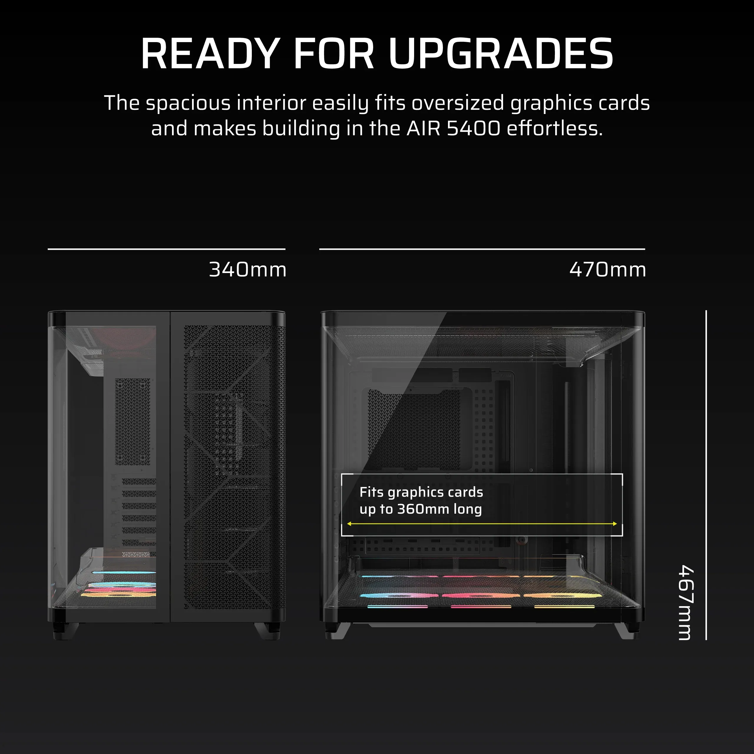 Corsair Air 5400 LX-R Link Midi-Tower Case with window and RGB lighting, Black