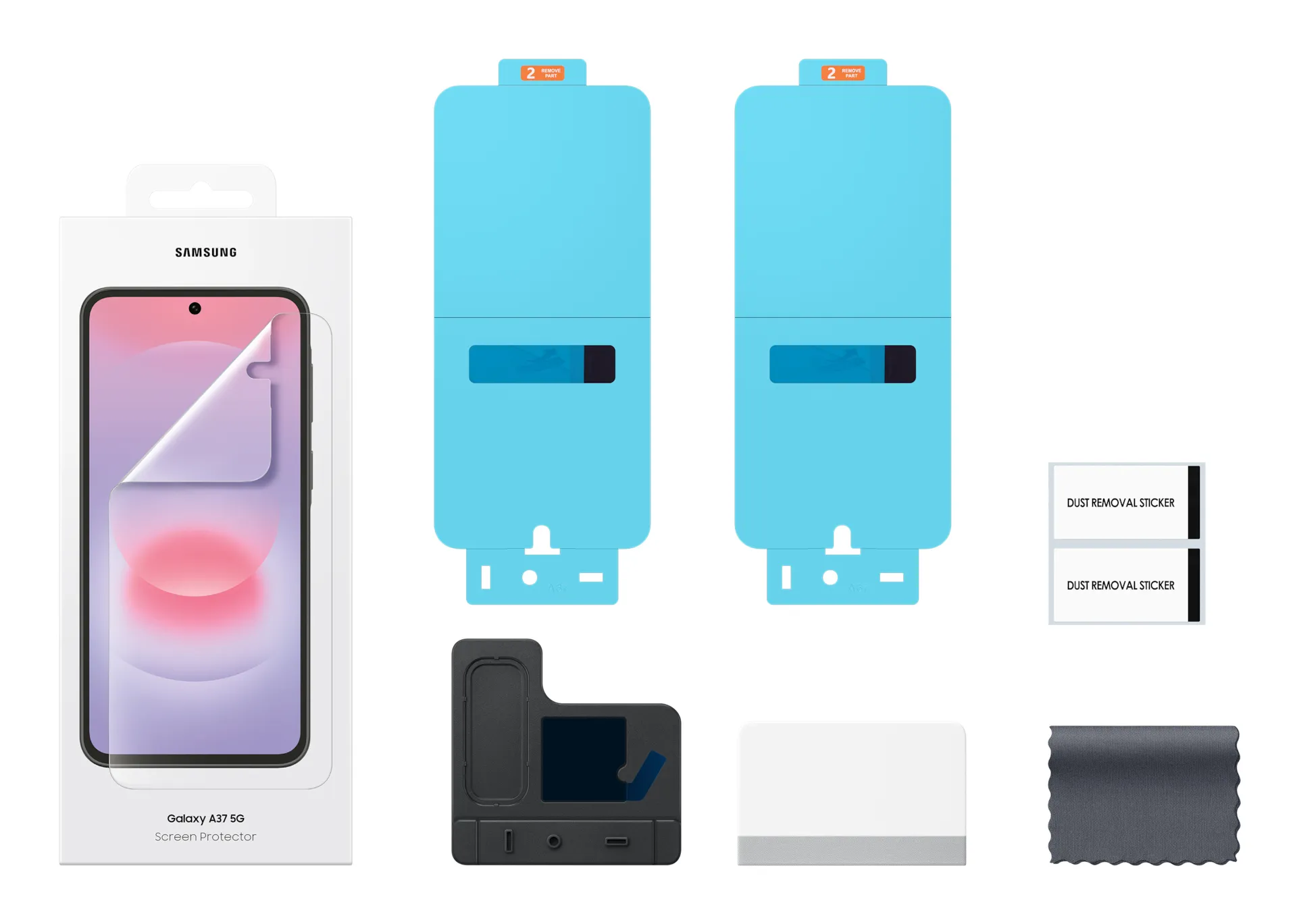 Samsung Clear Protective Film for Galaxy A37, 2 pcs with applicator