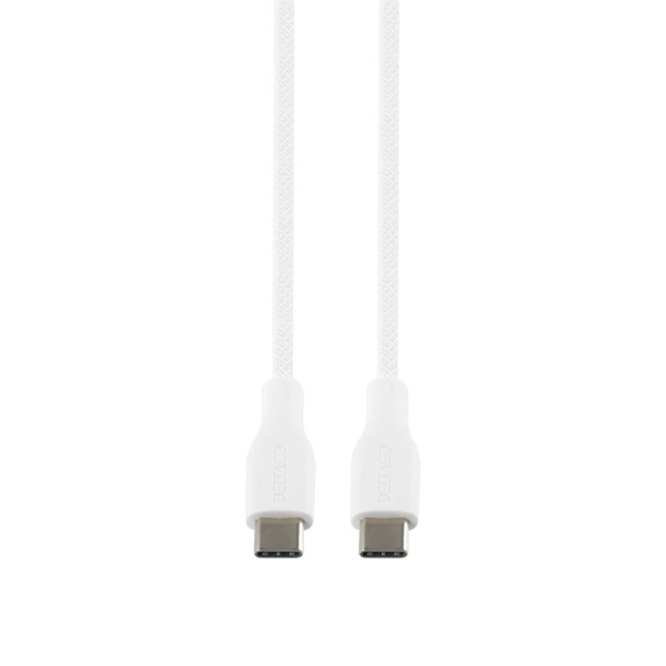 Deltaco USB-C - USB-C -latausjohto, 60W, 2 m, valkoinen