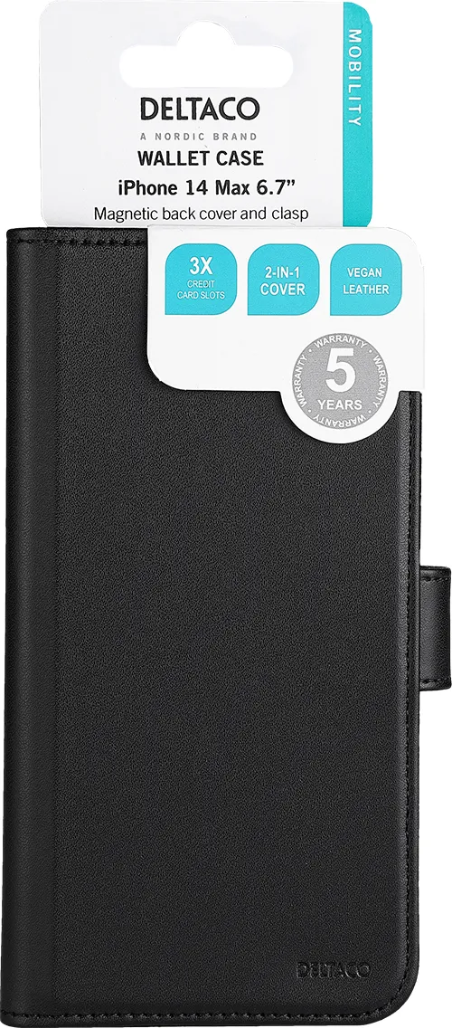 Deltaco Wallet 2-in-1, iPhone 14 Pro Max - Wallet Case, Black