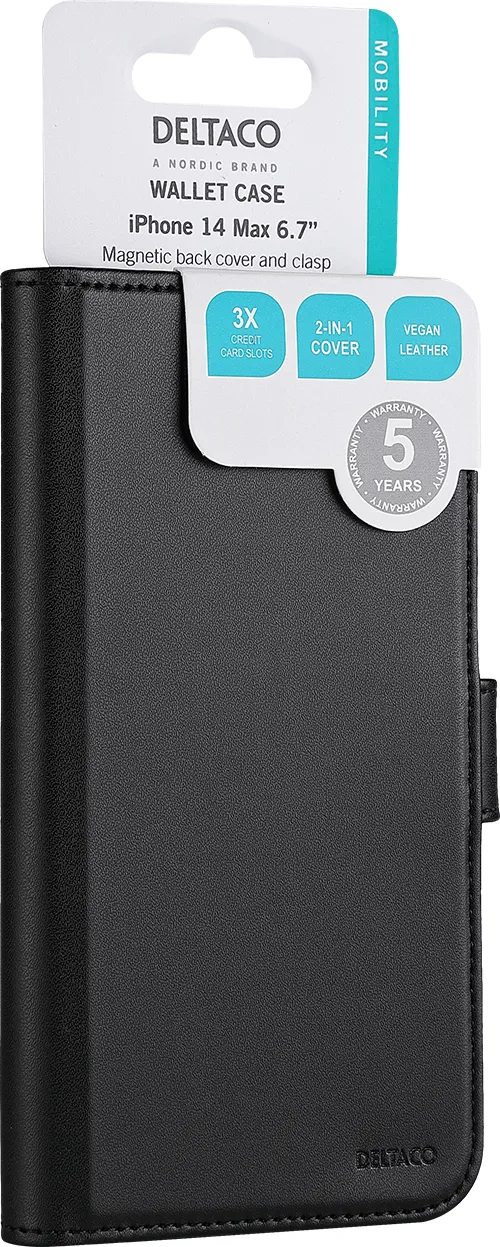 Deltaco Wallet 2-in-1, iPhone 14 Pro Max - Wallet Case, Black