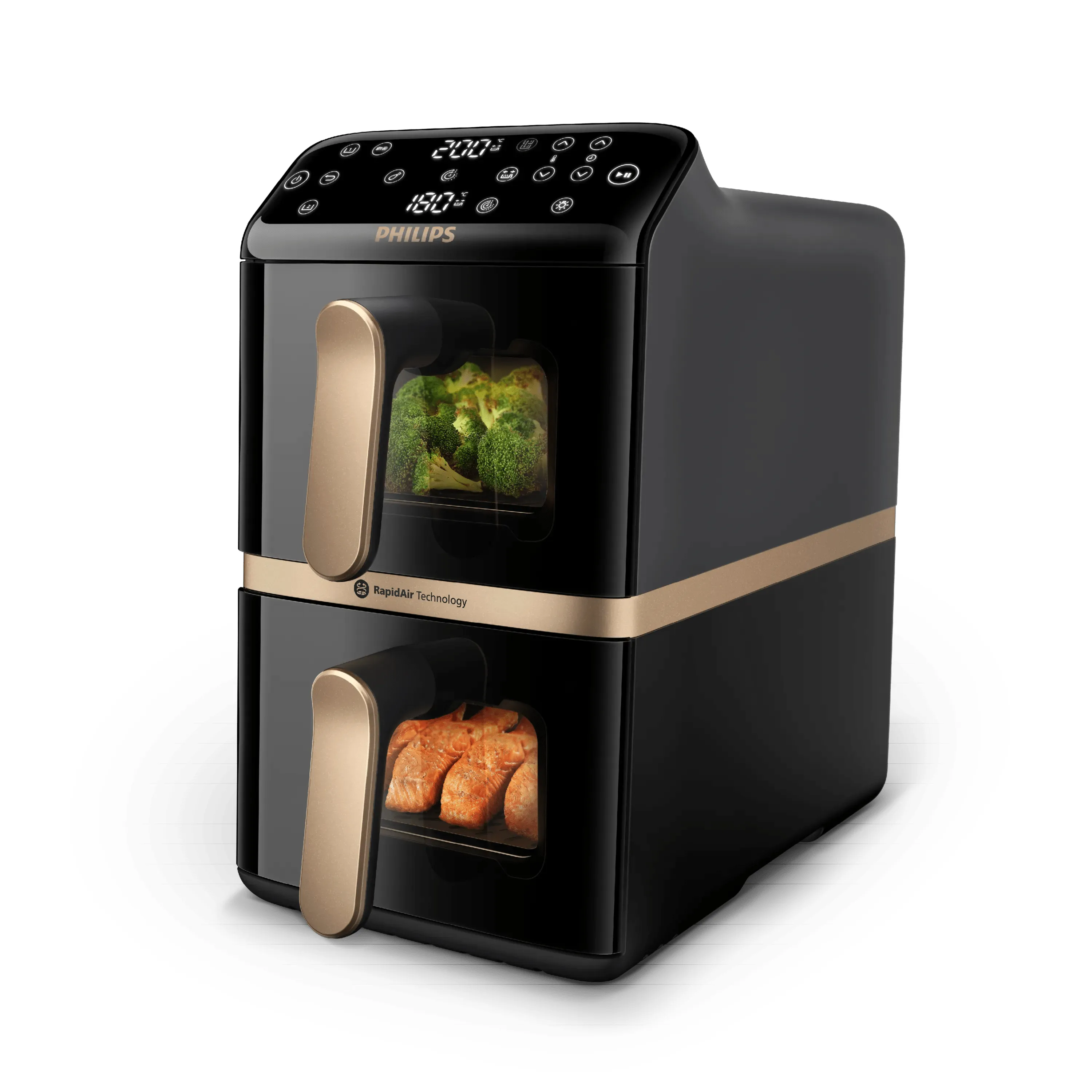Philips Airfryer 4000 Series Stacked Dual Basket NA462/70, 10 l, 1,4 kg, 2750 W, airfryer, svart